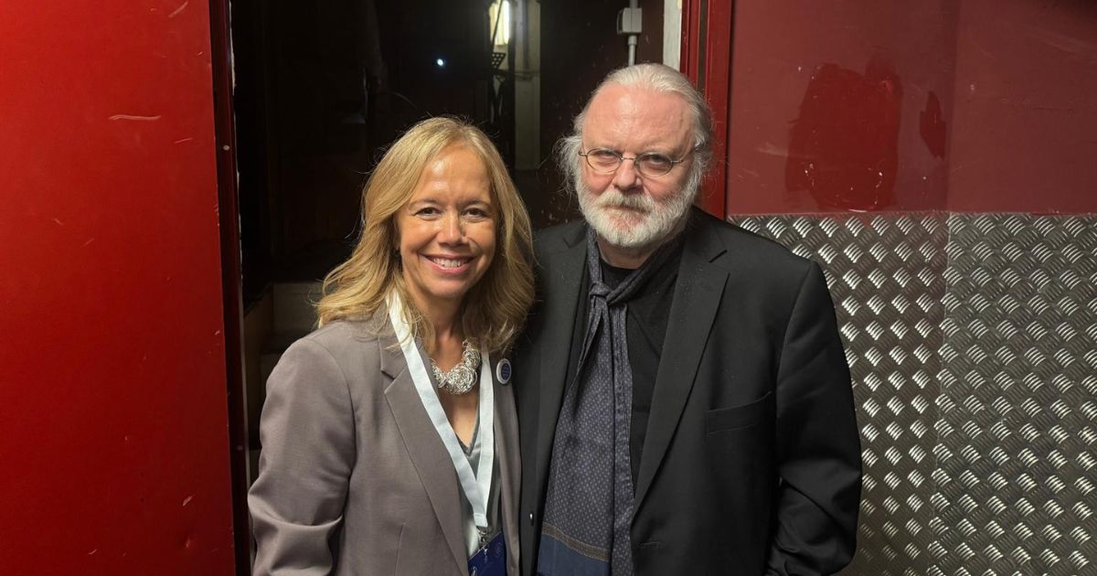 Reitora da UCP, Isabel Capeloa Gil, com Jon Fosse, Prémio Nobel da Literatura 2023. Foto DR