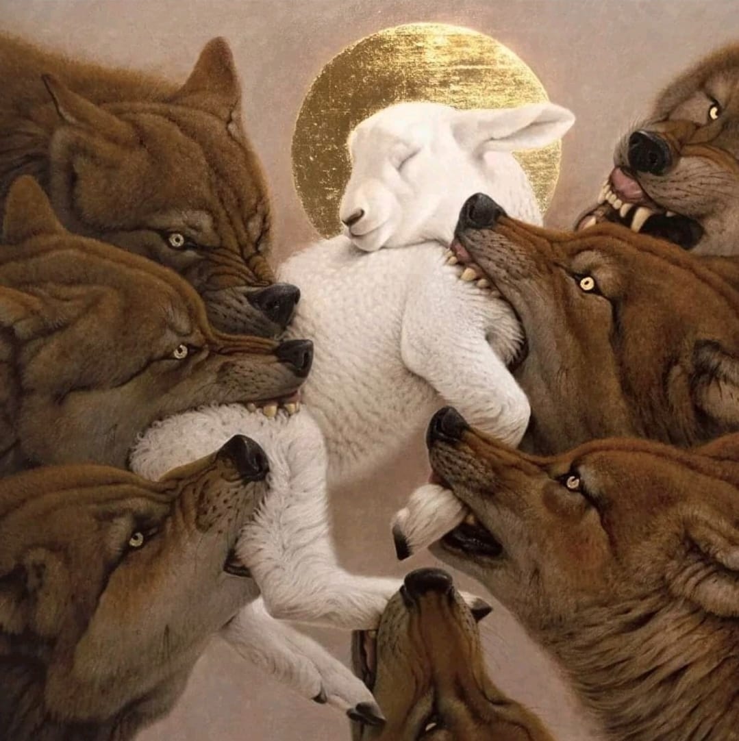 Konstantin Korobov, Agnus (2022), óleo sobre tela, ouro, 80 x 80 cm.
