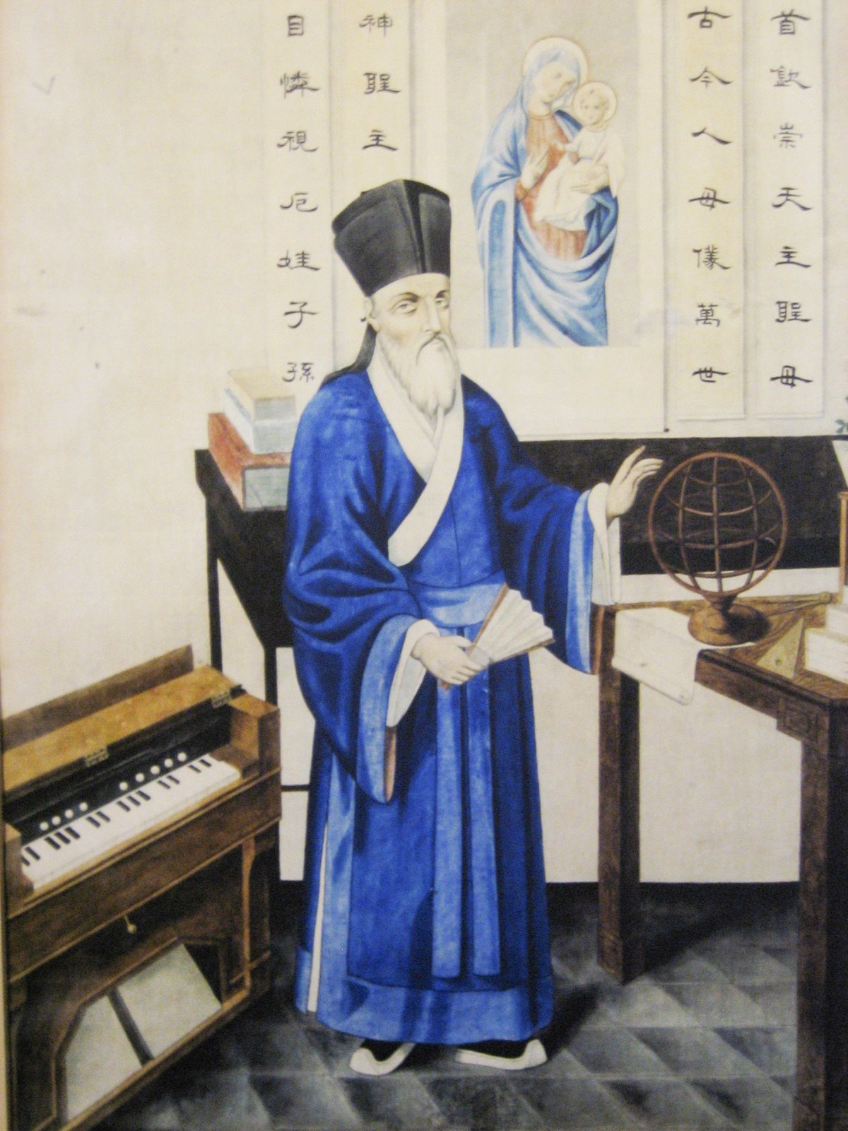 O jesuíta Matteo Ricci com vestes chinesas: com Valignano e Ruggieri ele foi um dos que sacudiu a roupagem da expansão europeia, valorizando a milenar cultura chinesa e encetando com esta um diálogo aberto.