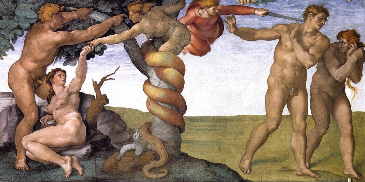 A Tentação e a Expulsão do Paraíso, afresco de Michelangelo na Capela Sistina do Vaticano: uma das histórias bíblicas muitas vezes mal traduzidas.