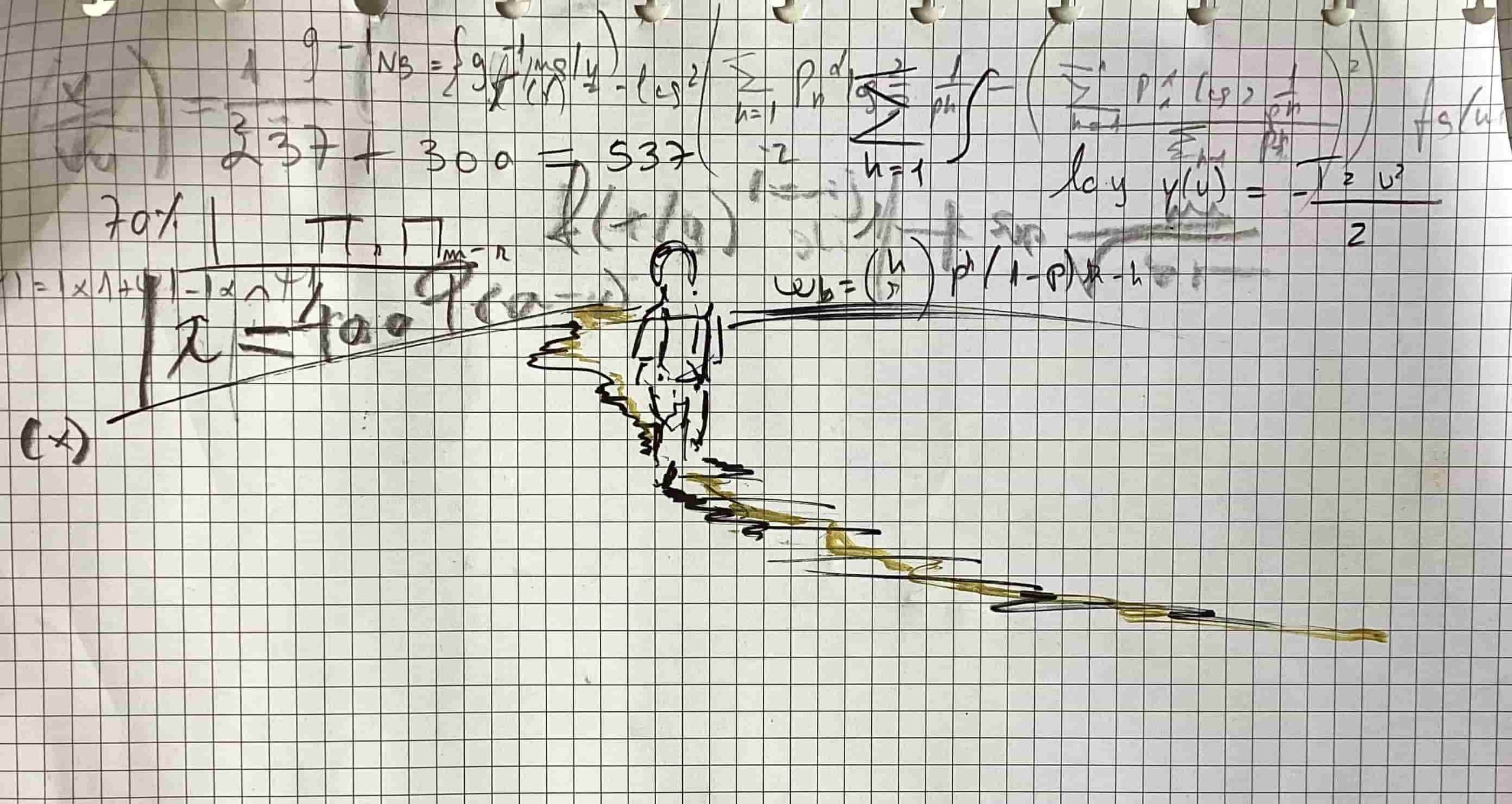 Religiosidade com contas de cabeça. Ilustração © Cláudio Louro (2025). contas matemática pessoa