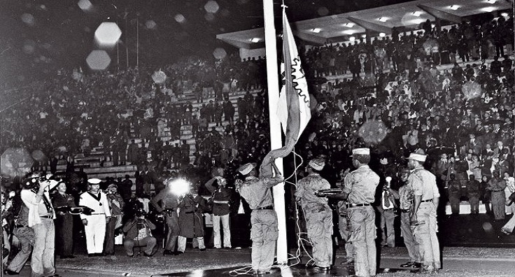 A proclamação da independência de Moçambique, em 25 de junho de 1975. Foto: Direitos reservados.