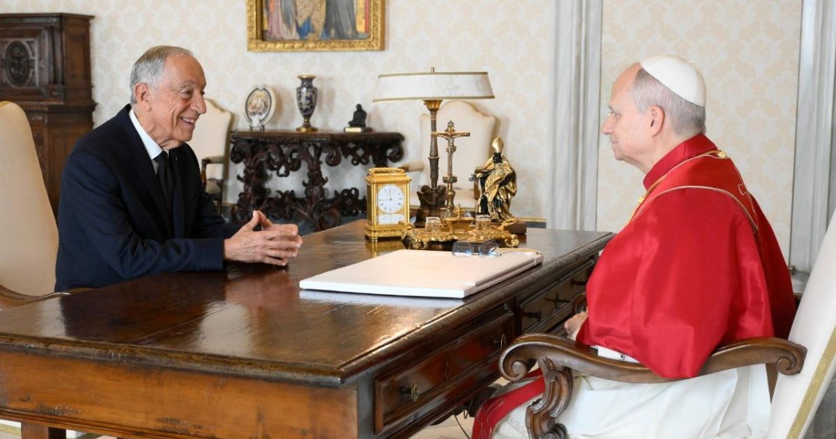 O Papa Leão com o presidente Marcelo Rebelo de Sousa, 2 fevereiro 2026. Foto Vatican Media O Papa Leão com o presidente Marcelo Rebelo de Sousa, 2 fevereiro 2026. Foto Vatican Media
