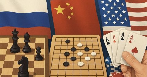 A Europa e os três imperadores Temos três imperadores numa única Terra que se estilhaça na “terceira guerra mundial aos pedaços”. Foto: Direitos reservados. China EUA Rússia jogos