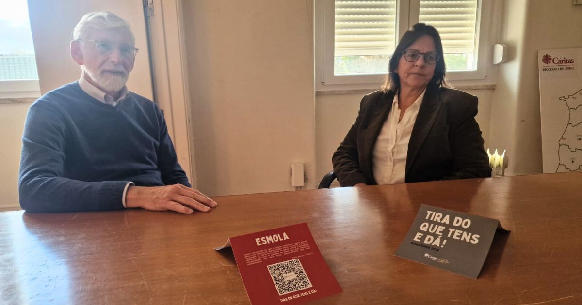 Luís Macieira Fragoso e Carmo Diniz em entrevista na sede da Cáritas de Lisboa. Foto Clara Raimundo