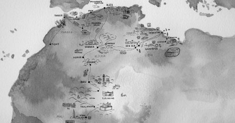 Minán: à procura de um irmãozinho sentado no Mediterrâneo Pormenor do mapa da viagem de Irmãozinho. Foto DR