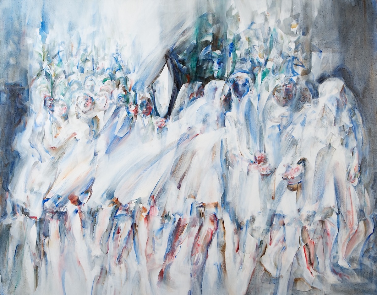 Louis le Brocquy, Riverrun. Procession with Lilies (1984)