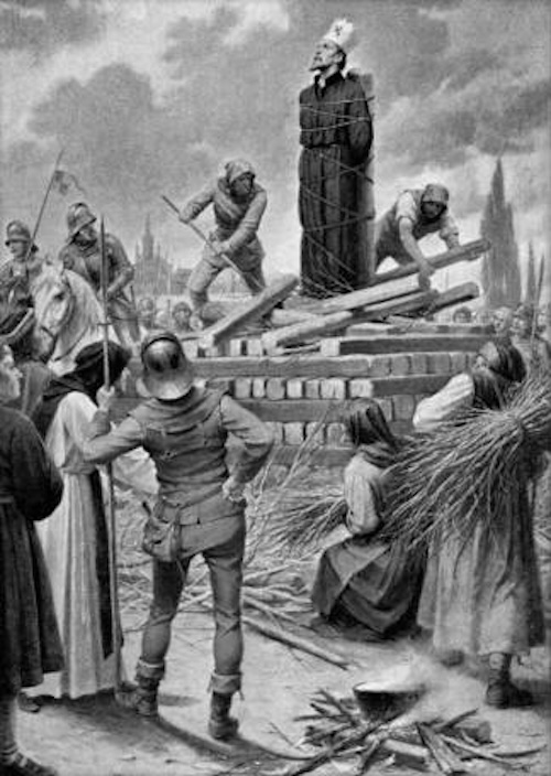 Suplício de Jan Hus, em 1415, imagem de Kamil Vladislav Muttlich (1873 -1924), de 1920.