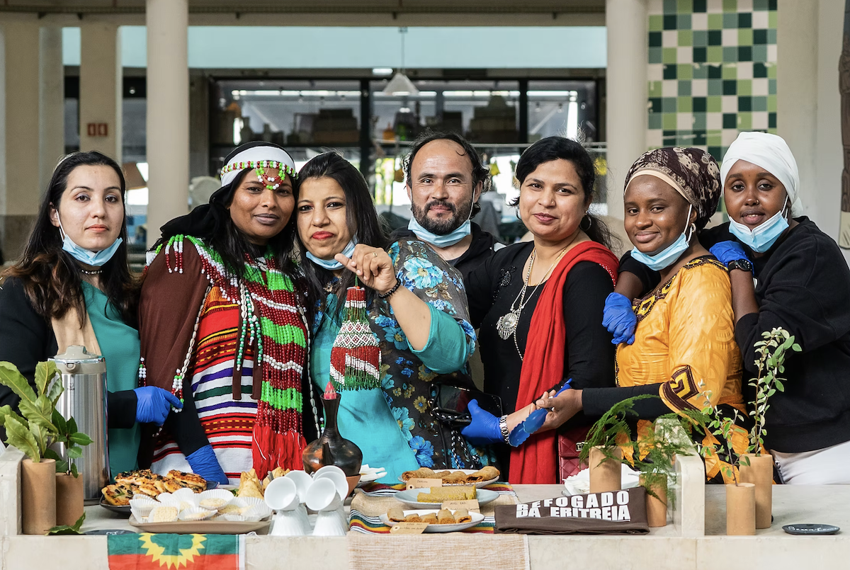 mesa, migrantes, comida, alimentação