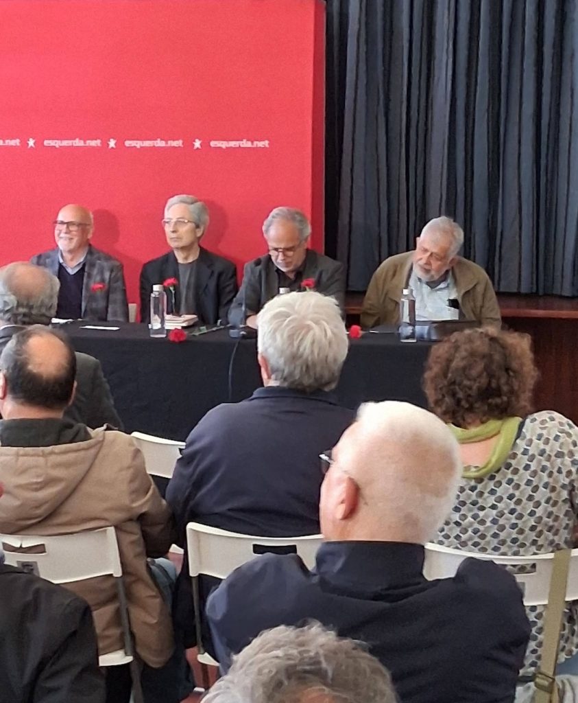 Na sessão dde homenagem ao Padre Max, intervieram José Manuel Pureza, do BE, Mário Durval presidente da associação política UDP, José Machado Casto, jurista e ex-preso político, e Manuel Pinto, antigo dirigente da Juventude Estudantil Católica. Foto © Jorge Magalhães. bloco maria de Lurdes