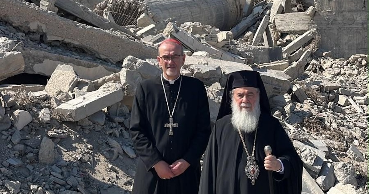 Gaza, Pierbattista Pizzaballa, Patriarcado Latino de Jerusalém, Theophilos, Patriarcado Ortodoxo Grego de Jerusalém Gaza, Pierbattista Pizzaballa, Patriarcado Latino de Jerusalém, Theophilos, Patriarcado Ortodoxo Grego de Jerusalém