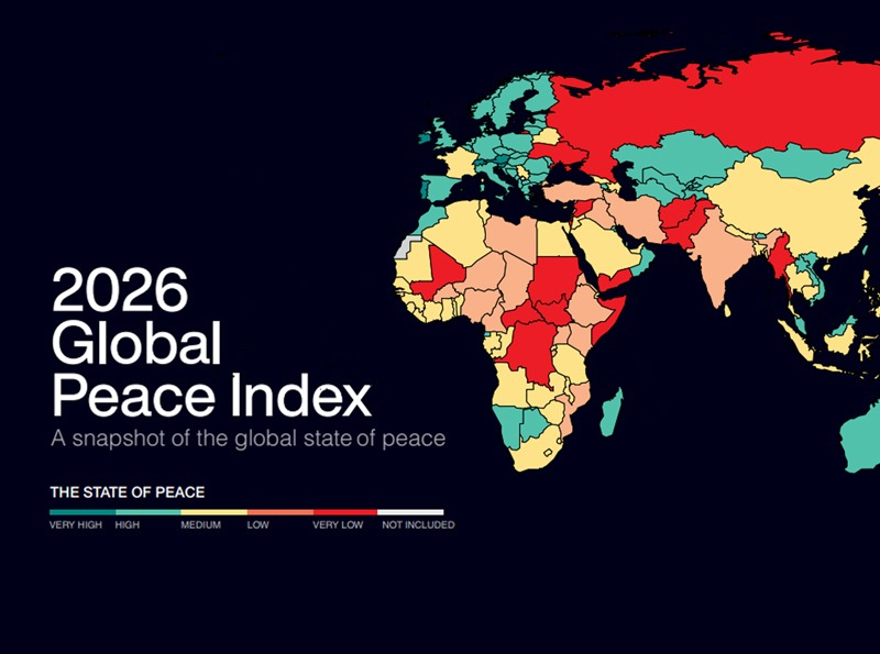 Global Peace Index 2026, mapa ilustrativo