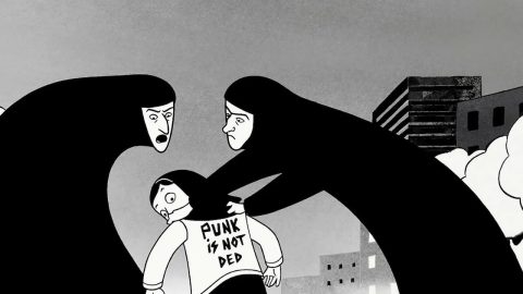 Imagem de "Persépolis", de Marjane Satrapi, uma obra maior da banda desenhada mundial.