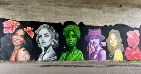 Arte urbana ajuda a financiar abrigo para vítimas de violência doméstica Mural 7 Vozes, em Barcelos. Foto Cáritas de Braga