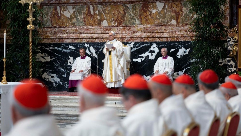 Na Missa de abertura do Consistório extraordinário, 26 junho 2026, Leão XIV. Foto Vatican Media