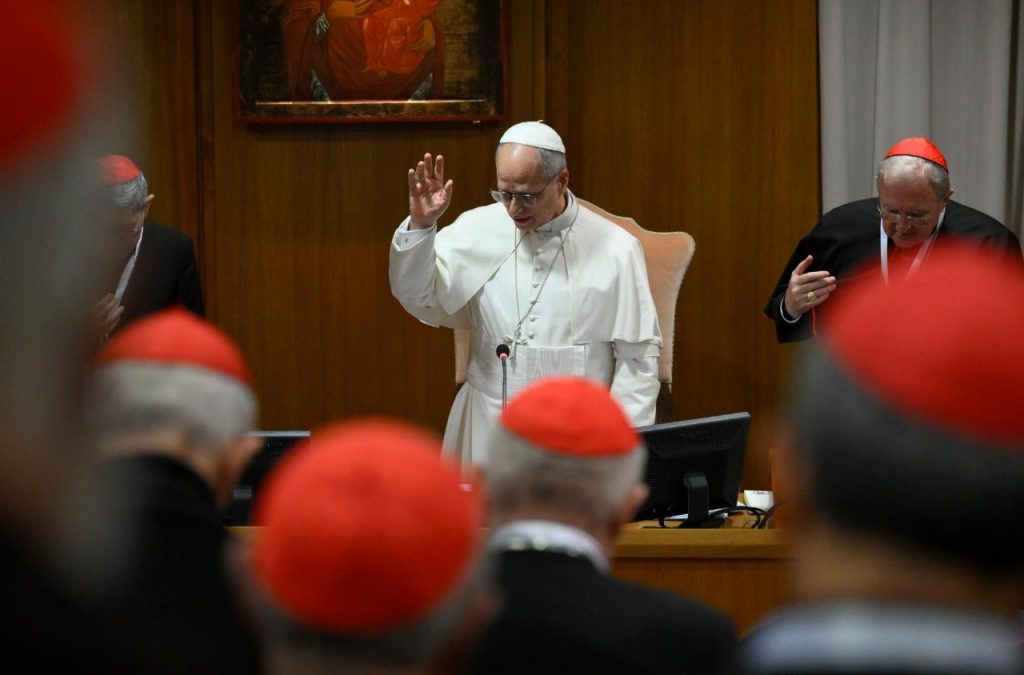 O Papa com os cardeais durante os trabalhos do Consistório de janeiro. (@VATICAN MEDIA)