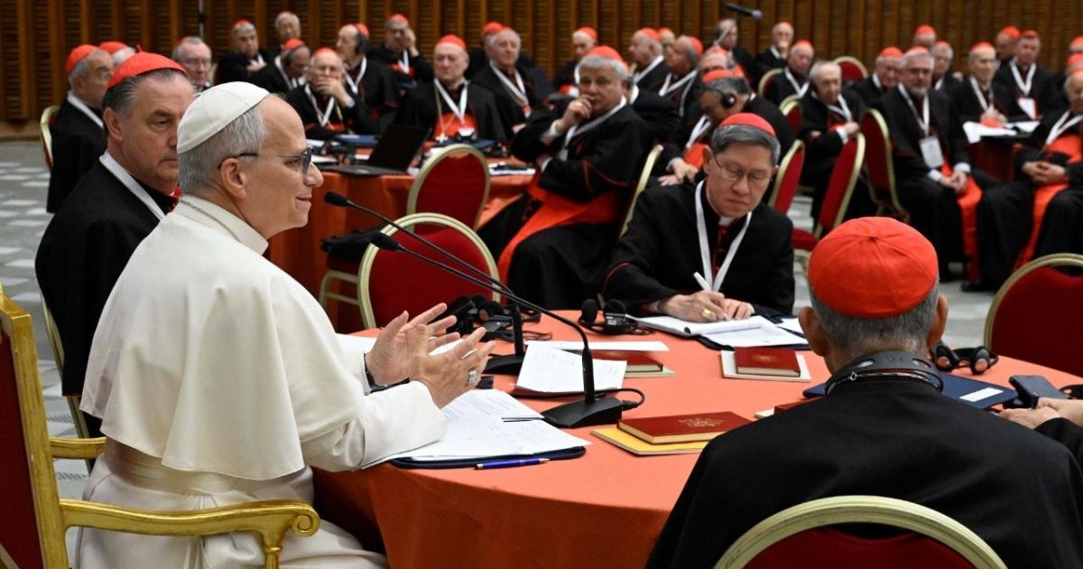 O Papa reunido com os cardeais no consistório de janeiro deste ano. Foto Vatican Media