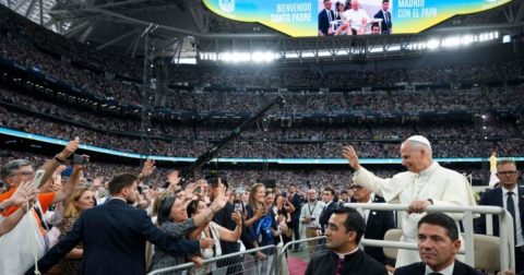 Entre "grupos fechados" e "18 mil sins": a mensagem de Leão XIV na despedida de Madrid Papa Leão no Estádio Santiago Bernabeu, Madrid, 8 junho 2026. Foto Vatican Media