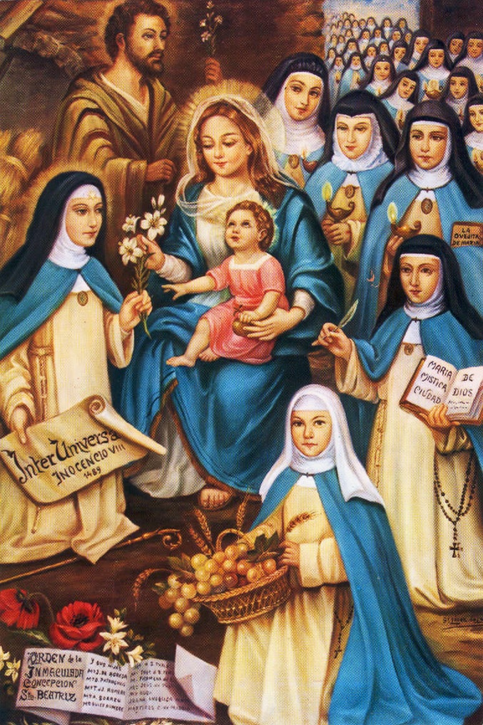 Santa Beatriz da Silva e as Veneráveis da Ordem da Imaculada Conceição (Monjas Concepcionistas), pintura do século XIX, autor anónimo.