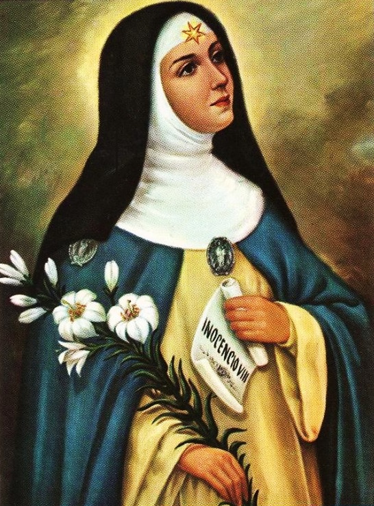 Santa_Beatriz_da_Silva Pintura do século XVII impressa numa antiga pagela de oração do início do século XX.