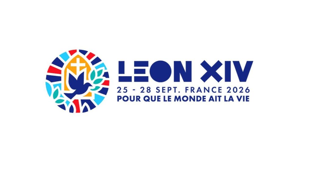 O logotipo da viagem de Leão XIV a França.