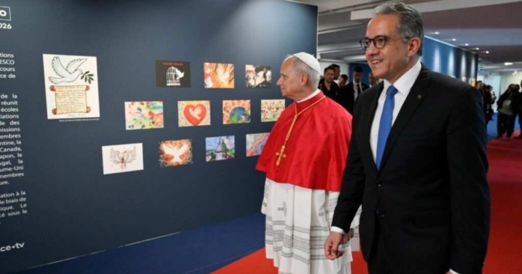 O Papa na sede da UNESCO, em Paris. Foto Vatican Media