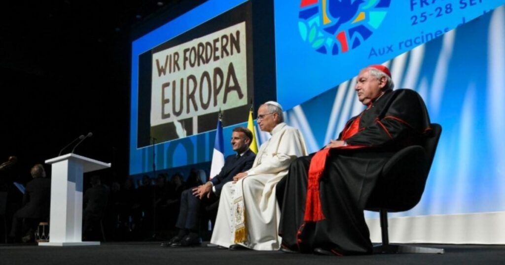 O Papa no encontro no no Centro de Congressos Robert Schuman, em Metz. Foto Vatican Media