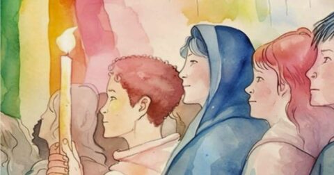Catolicos LGBTI+. Ilustracao reproduzida a partir da pagina de FB da Crismhom Comunidad