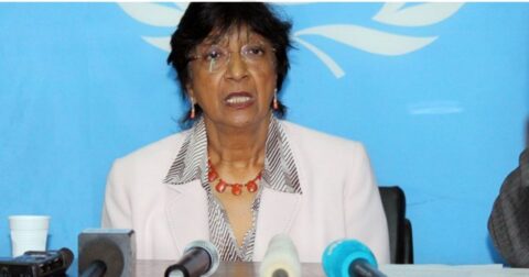 Navi Pillay discursa para a imprensa em Bangui, República Centro-Africana, durante o seu mandato como Alta Comissária das Nações Unidas para os Direitos Humanos. Foto © ONU News